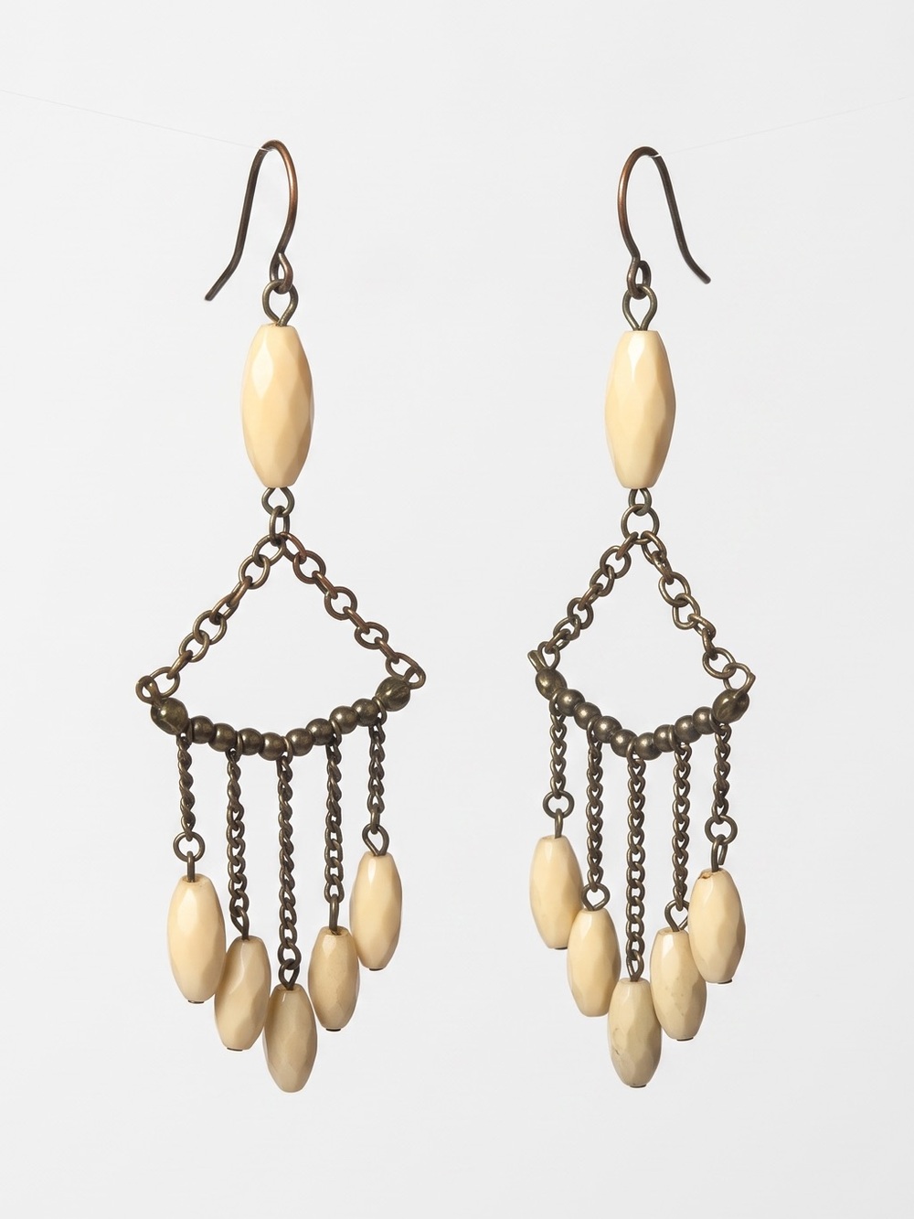 Women's Cream Bead Chandelier Earrings